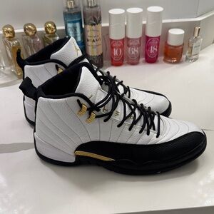 Men's White and Black Nike Jordan 12 Sneakers - Mens size 12
